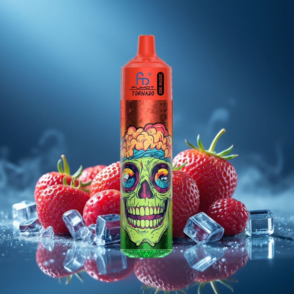 Fumot RandM Tornado 30000 Puffs Aardbei Bes IJs 30mL 5% LED Display