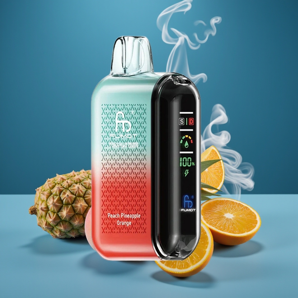 Fumot Tornado 20000 Puffs Perzik Ananas Sinaasappel Dual Mesh Coil 20ml