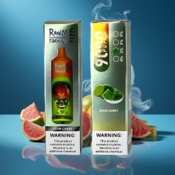 RandM Tornado 9000 Puffs 18 mL Zure Snoep Mesh Coil RGB Display